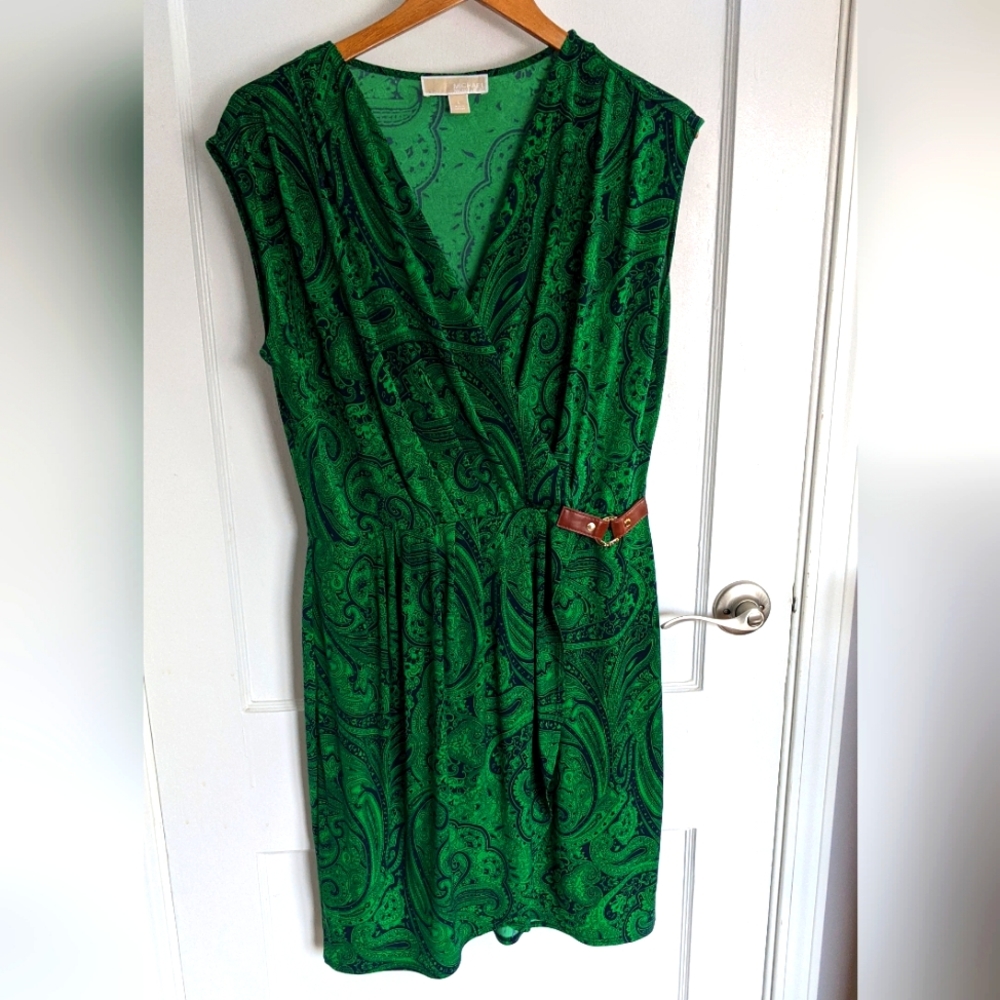 Michael Kors Leather Trim Shift Dress L